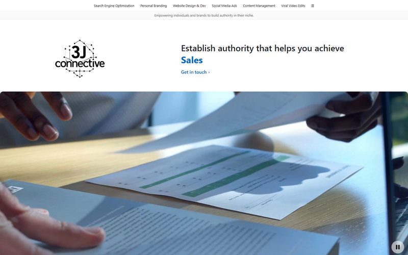 Homepage of the 3J Connective website